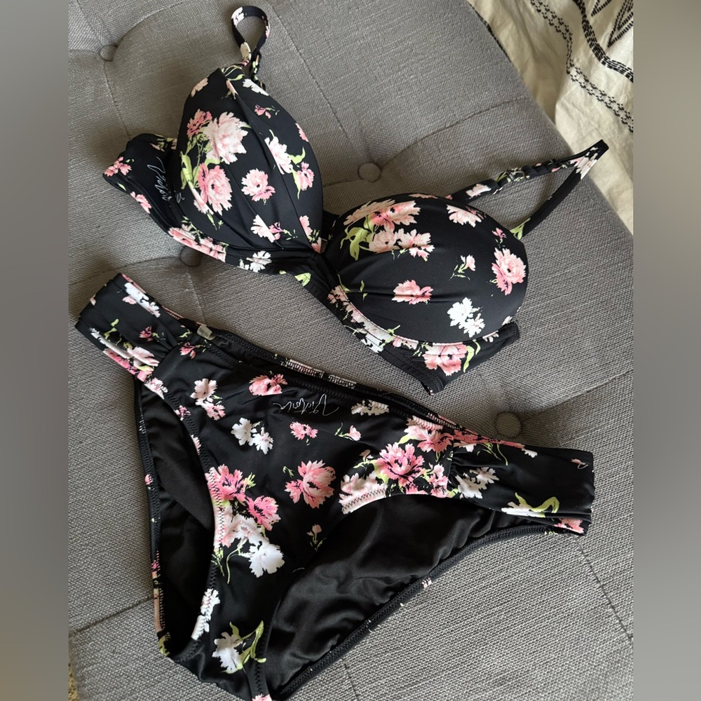 Floral Black Bikini Set